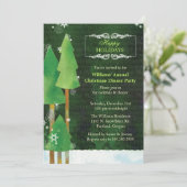 Invitation Dîner vert de Noël d'arbres grands d'hiver (Debout devant)