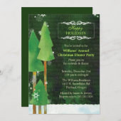 Invitation Dîner vert de Noël d'arbres grands d'hiver (Devant / Derrière)