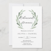 Invitation Dîner vert rustique de répétition de guirlande de (Devant)