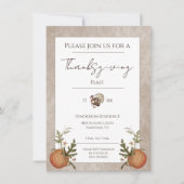 Invitation Dîner vintage Damas Thanksgiving | Beige (Devant)