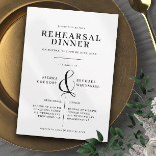 Invitation Dîner vintage de répétition classique noir et blan