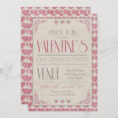 Invitation Dîner vintage de Saint-Valentin (Devant / Derrière)