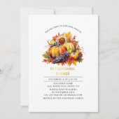 Invitation dîner watercolor de Friendsgiving automne citrouil (Devant)