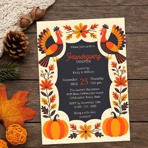 Invitation Dîners de Friendsgiving Potluck dans le style de l