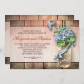 Invitation dîners de répétition de bois rustique de mason jar (Devant / Derrière)