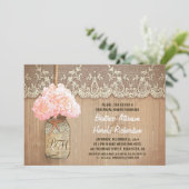 Invitation dîners de répétition de mason rustique jar rose hy (Debout devant)