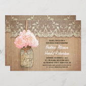 Invitation dîners de répétition de mason rustique jar rose hy (Devant / Derrière)