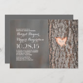 Invitation dîners de répétition rustique à l'arbre à coeur sc (Devant / Derrière)