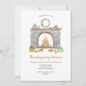 Invitation Dîners de Thanksgiving, Cheminée, Citrouilles (Devant)