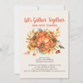 Invitation Dîners de Thanksgiving Citrouilles Rassembler Rend (Devant)
