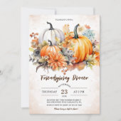 Invitation Dîners Floraux de Citrouilles de Friendsgiving d'A (Devant)