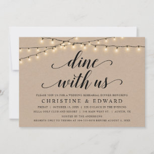 Invitation Dînez avec nous, Répétition Mariage, Rustic Kraft