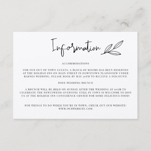 Invitation d'informations de Mariage rustique Inse (Devant)