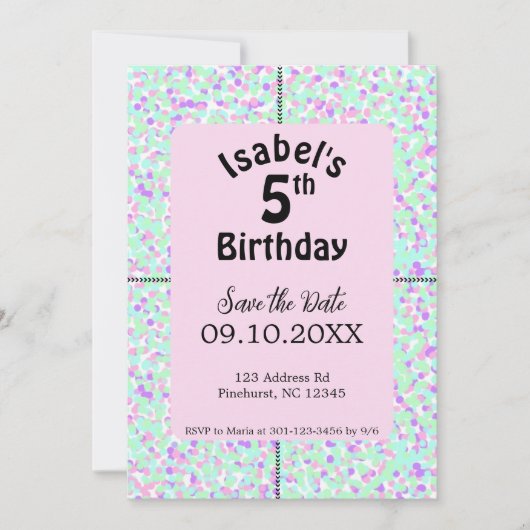 Invitation d'initiation à pois pour l'anniversaire (Devant)