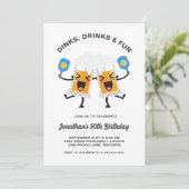 Invitation Dinks & Boissons Beer Mugs Pickleball fête d'anniv (Debout devant)