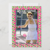 Invitation Dinks & Drinks Pickleball Mariage Rose en Nid d'Ab (Dos)