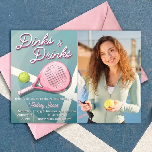 Invitation Dinks et Boissons - Anniversaire Pickleball avec P