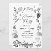Invitation Dinner Party, Minimalist Party, Birthday Dinner, (Devant / Derrière)