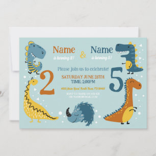 Invitation Dino Anniversaire de enfant Filles Garçons N'Impor