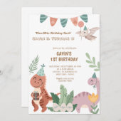 Invitation Dino Anniversaire de la fête Boho (Devant / Derrière)