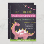 Invitation Dino Anniversaire (fille) (Devant / Derrière)