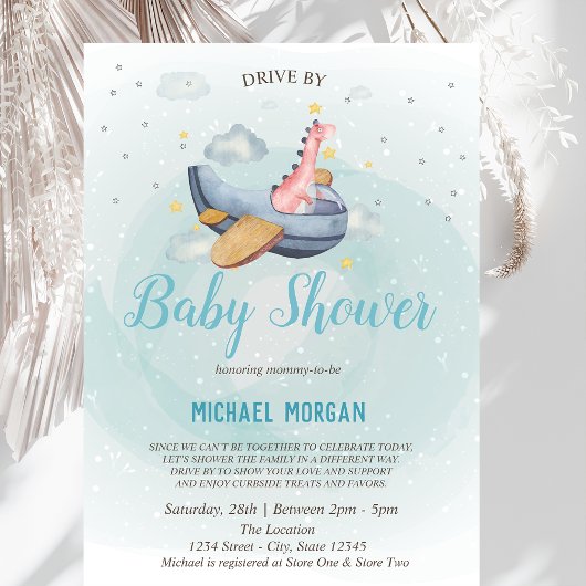 Invitation Dino Avion Conduite Par Baby shower