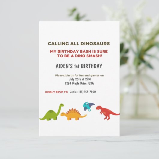 Invitation Dino Bash (Debout devant)