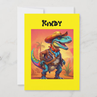 Invitation Dino Cow-boy