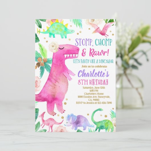 Invitation Dino Dino Anniversaire Fête Invit (Debout devant)