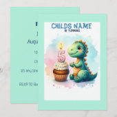Invitation Dino fête ses 5 ans (Devant / Derrière)