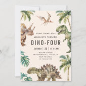 Invitation Dino-Four Dinosaur 4e anniversaire (Devant)