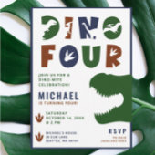 Invitation Dino Four Dinosaur 4e anniversaire de fête Invitat