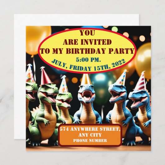 Invitation Dino Mighty II (Devant / Derrière)