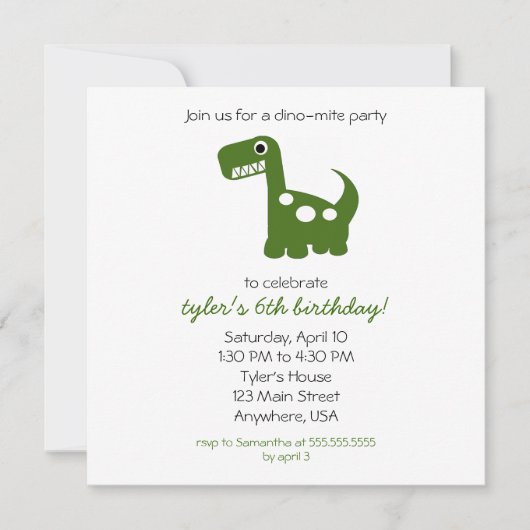 Invitation Dino-mite (Devant)