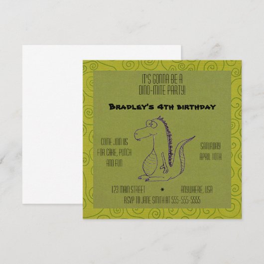 Invitation Dino-mite (Devant / Derrière)