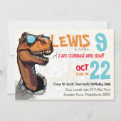 Invitation Dino-mite Anniversaire Bash : Rouler avec le T-Rex (Devant)