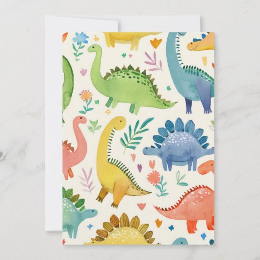 Invitation DINO-MITE Aquarelle Dinosaure Anniversaire de enfa (Dos)