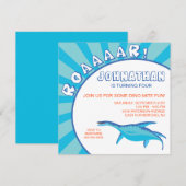 Invitation Dino-Mite Dinosaur - Bleu (Devant / Derrière)