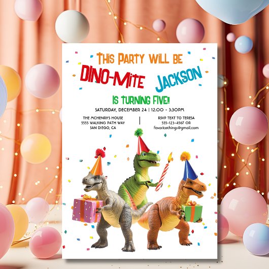 Invitation Dino Mite Dinosaur fête d'anniversaire de jouets