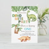 Invitation Dino-mite fête 1er anniversaire (Debout devant)