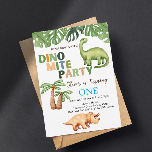 Invitation Dino-mite fête 1er anniversaire