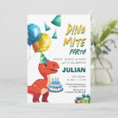 Invitation Dino Mite Party Tyrex Dinosaur Anniversaire (Debout devant)