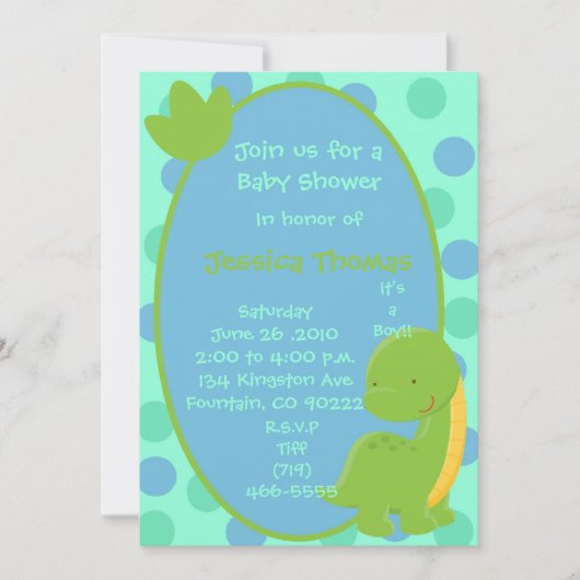 Invitation Dino, nous joignent pour la douche aBaby, en (Devant)