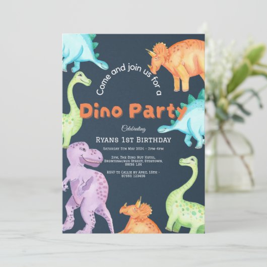 Invitation Dino Party (Debout devant)