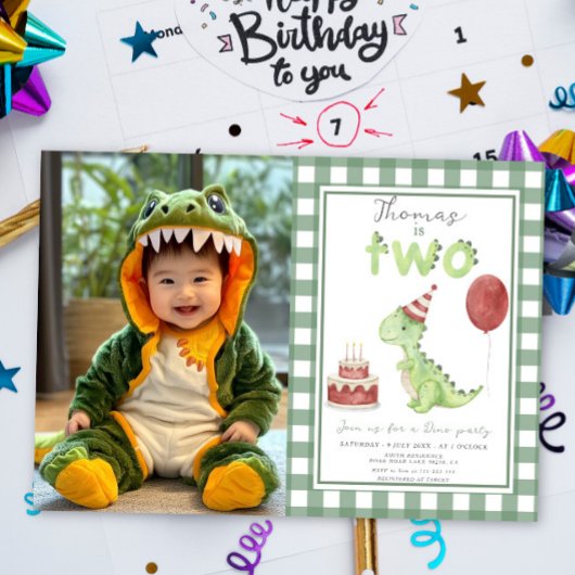 Invitation Dino Party | Anniversaire À Deux Rex De Cute Dinos