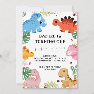 Invitation Dino Party Cute Dinosaur Anniversaire Fête Invitat