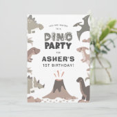 Invitation Dino Party Cute Dinosaures fête d'anniversaire (Debout devant)