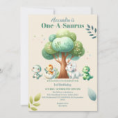 Invitation Dino Party Cute Dinosaures Premier anniversaire (Devant)