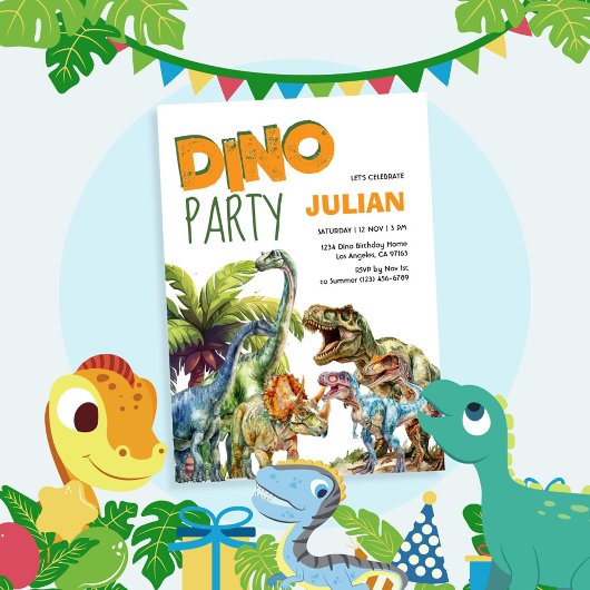 Invitation Dino Party Dinosaur Anniversaire