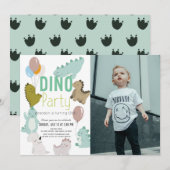 Invitation Dino Party Dinosaur Boy Photo Anniversaire (Devant / Derrière)